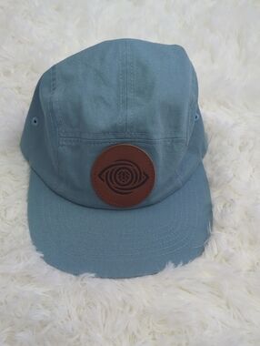 Brist Mfg Men's Slate Blue Canvas Cap with Brown Logo Patch NWOT